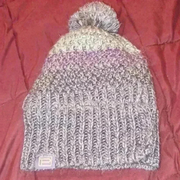 PISTIL Purple Winter Knitted Beanie with Pom-Pom  (#88) - Picture 1 of 6
